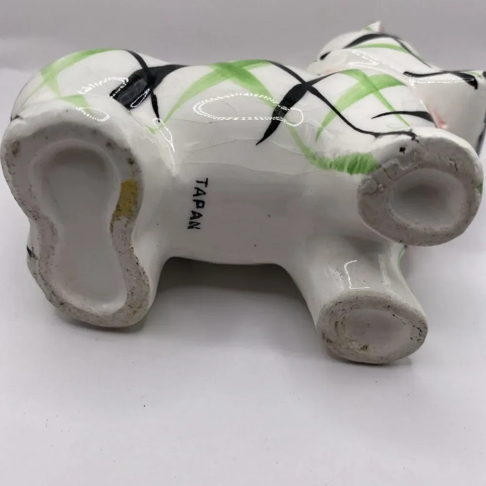 Vintage Japan Kitsch Patchwork Puppy Scottie Dog Planter Pot MCM 5